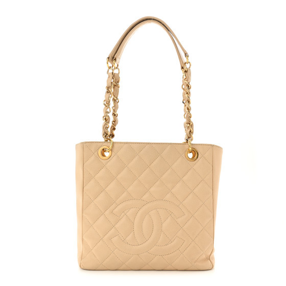 Caviar Quilted Petit Shopping Tote PST Beige Clair | FASHIONPHILE (US)