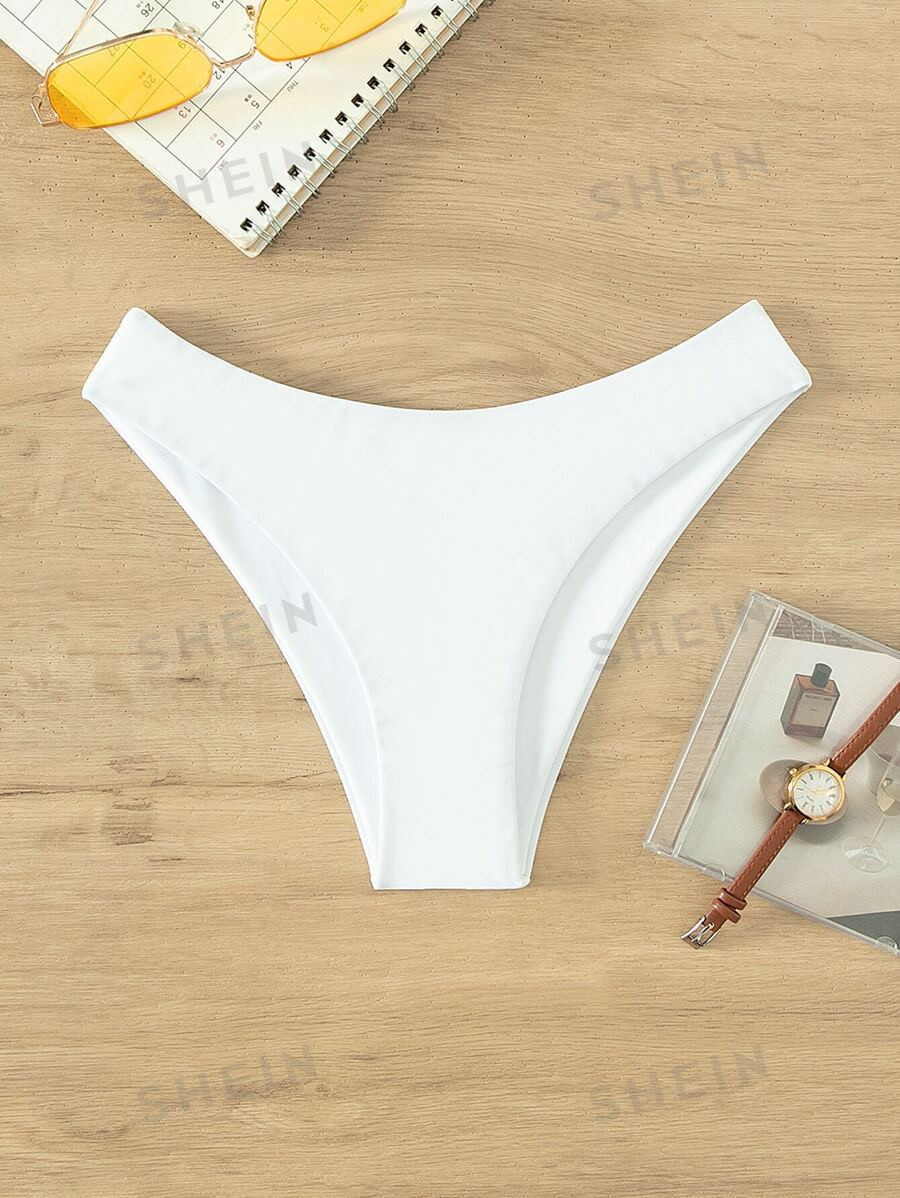 SHEIN Swim Summer Beach Plain Cheeky Bikini Bottom | SHEIN