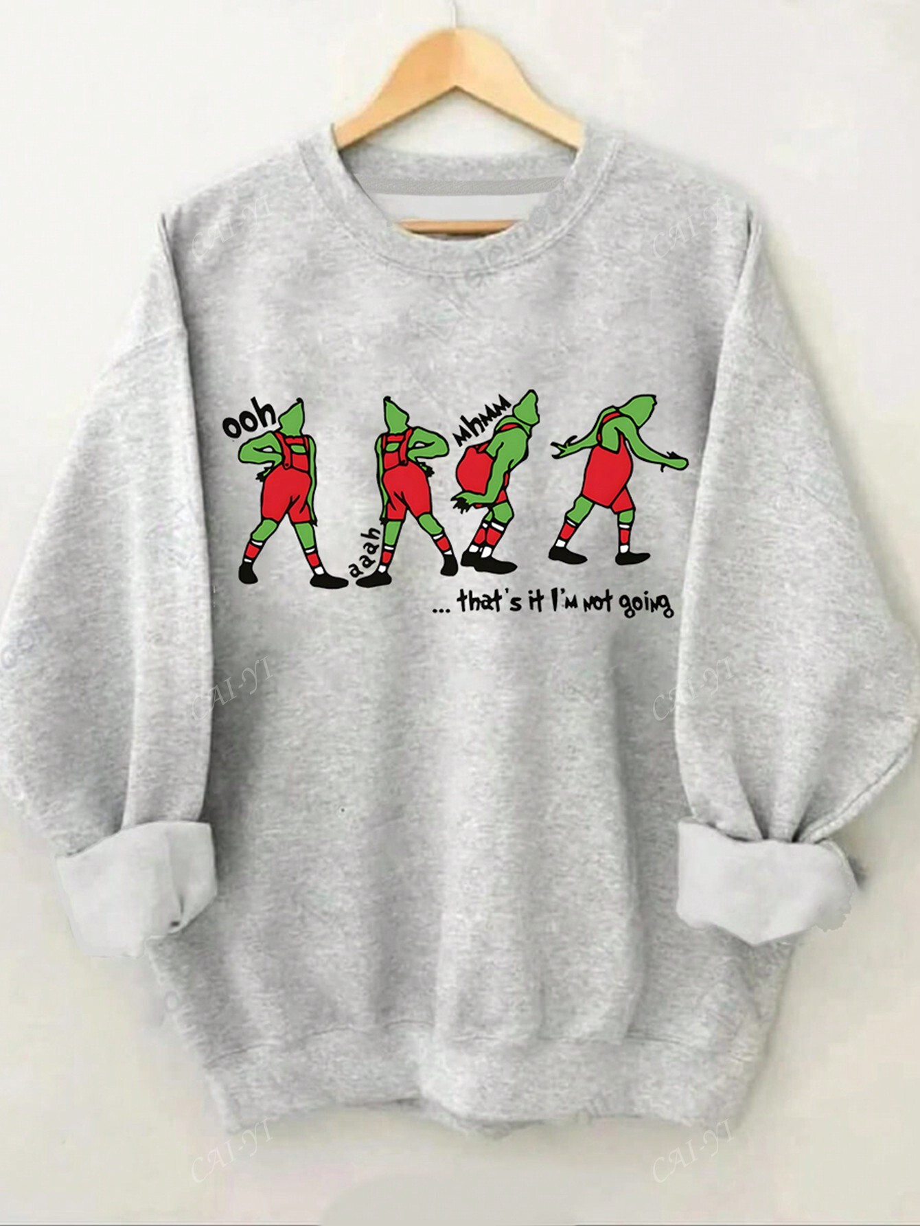 Grey Monster Print Thermal Lined Hoodie, Casual For Autumn/Winter | SHEIN