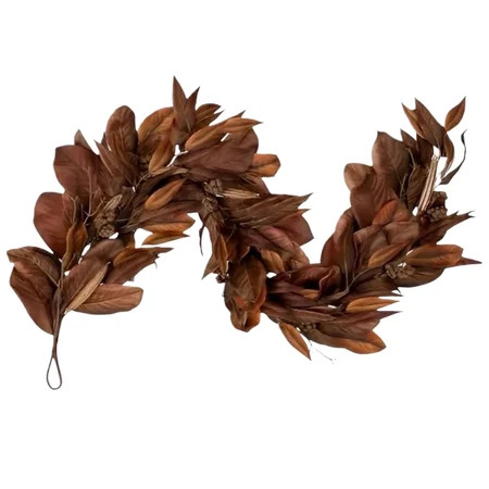 2026 New Brown Magnolia Leaf Garland, 6ft Realistic Magnolia Leaf Garland, Autumn Magnolias Leaf Artificial Garlands, Rustic Fall Leafs for Fireplace Mantel, for Mantle, Table, Porch, Indoor (A) | Walmart (US)