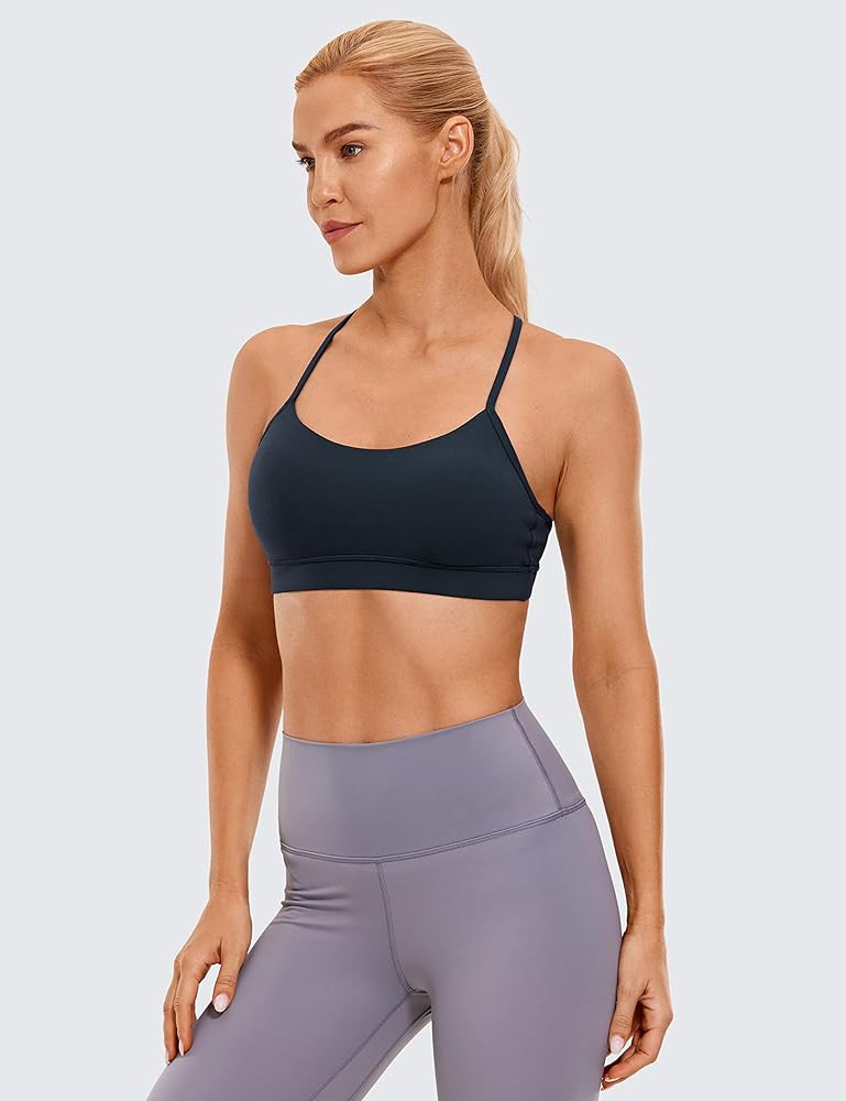 CRZ YOGA Butterluxe Womens Y Back Sports Bra - Padded Racerback Low Impact Spaghetti Thin Strap W... | Amazon (US)
