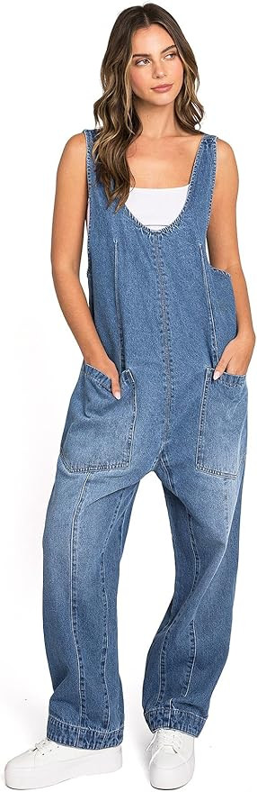 Womens Baggy Harem Suspender Maddie Jean Jumpsuit | Amazon (US)