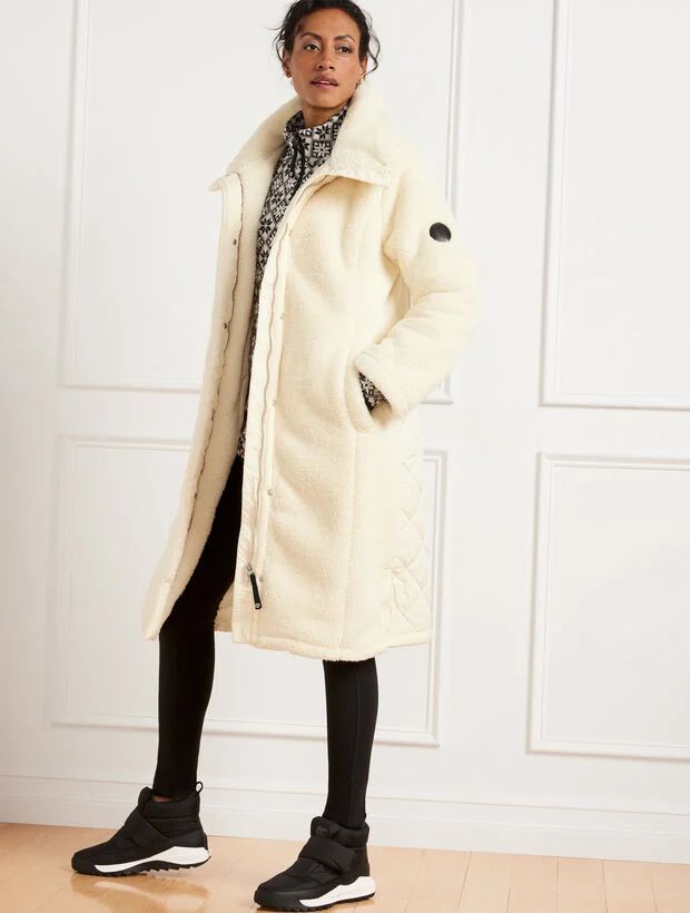 Quilted Detail Cozy Sherpa Coat | Talbots