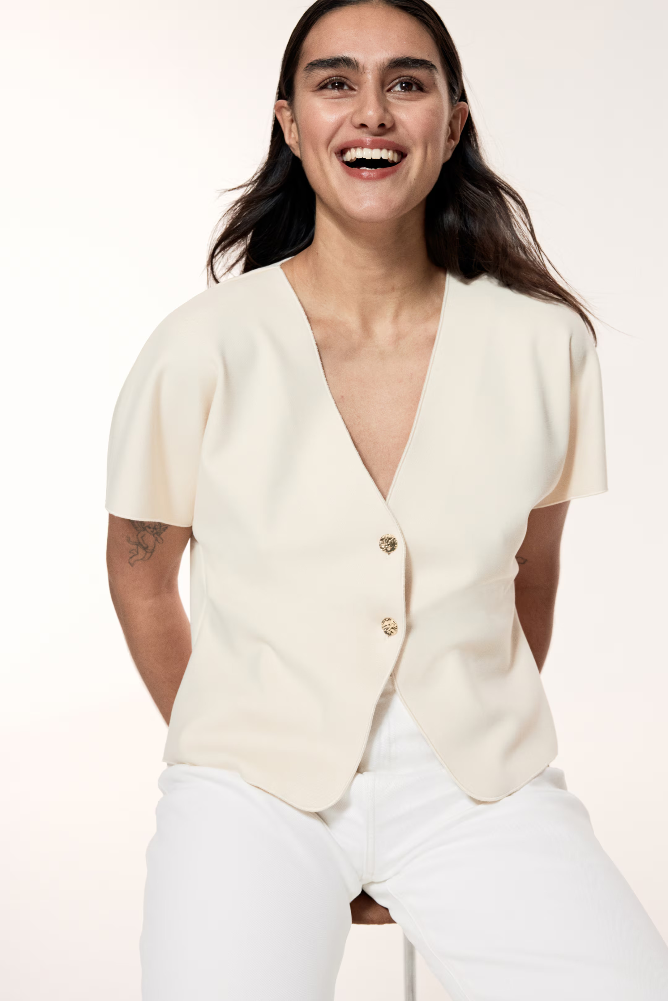 Batwing-sleeved cardigan - Dark beige - Ladies | H&M GB | H&M (UK, MY, IN, SG, PH, TW, HK)