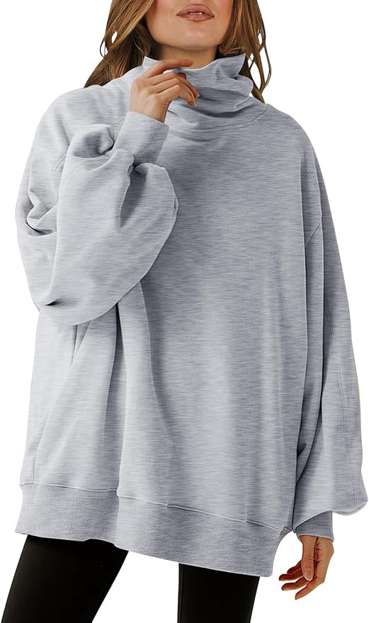 ANRABESS Women's Oversized Sweatshirts 2024 Long Sleeve Cowl Neck Casual Loose Fit Hoodies Fall T... | Amazon (US)