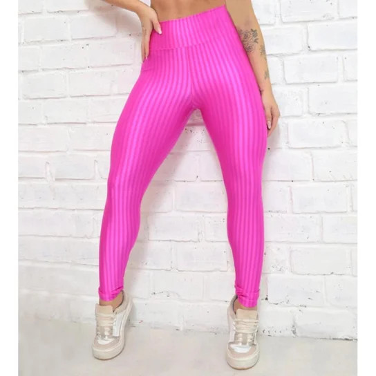 Calça Legging 3D Poliamida Básico Cintura Alta Grossa Fitness Academia Ou Dia A Dia - Pink | Netshoes (BR)