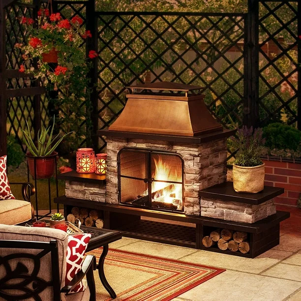 Sunjoy Bel Aire Wood Burning Outdoor Fireplace | Walmart (US)