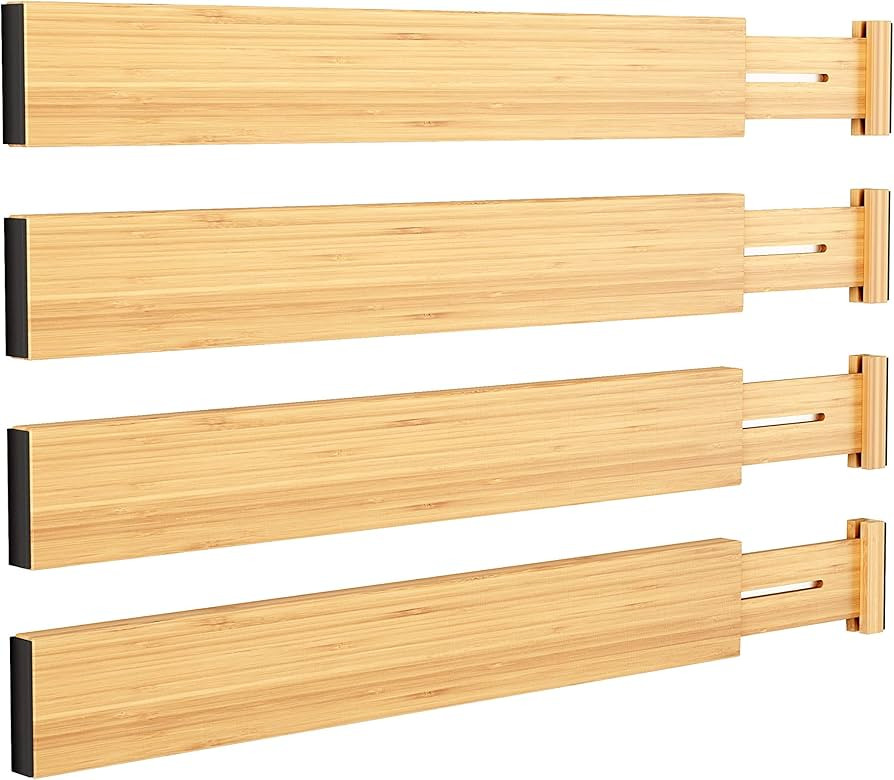 BAMEOS Drawer Dividers kitchen Organization Bamboo Utensil Organizers for Kitchen Bedroom Bathroo... | Amazon (US)