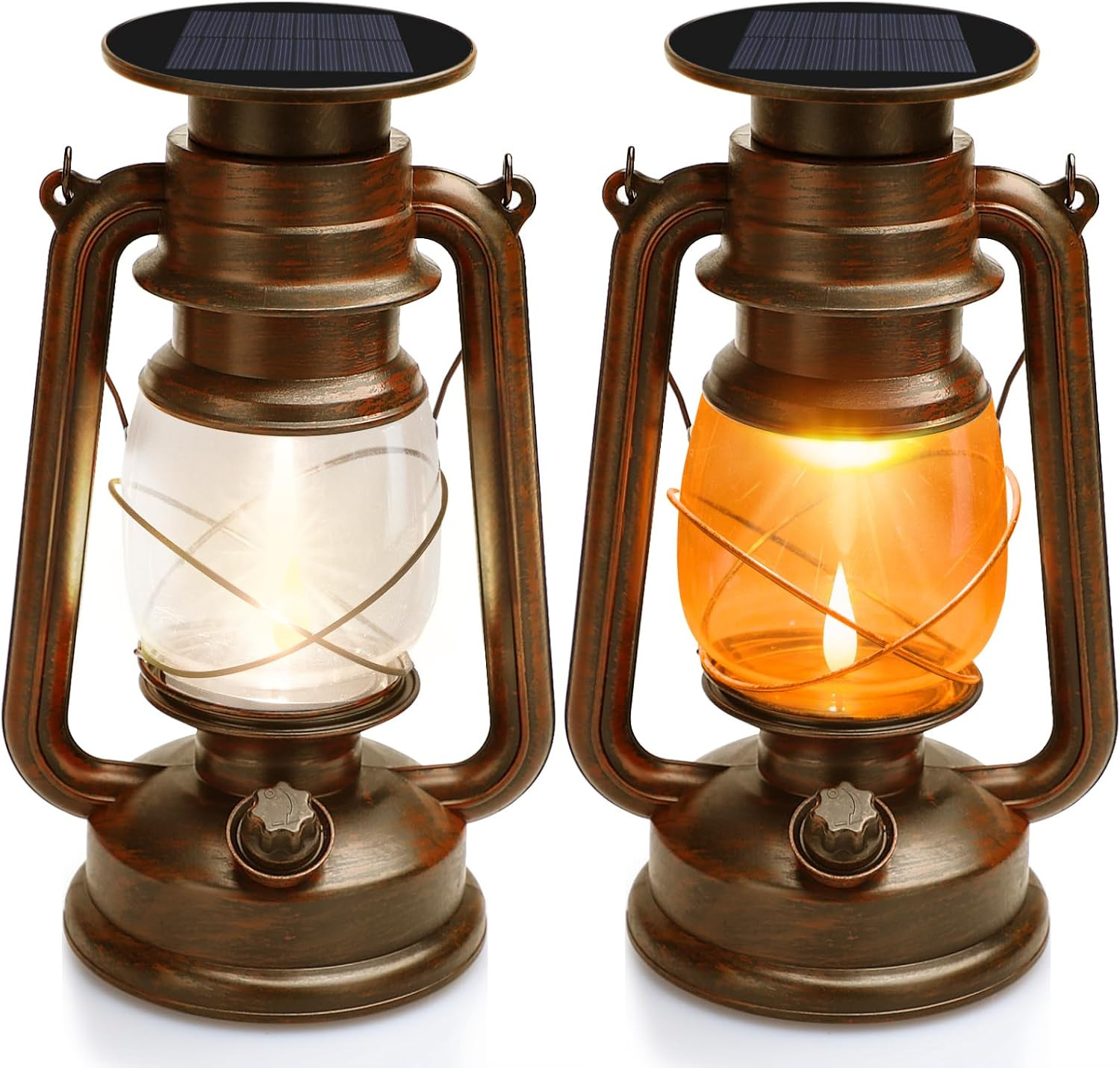 Solar Lanterns Outdoor Waterproof - 2 Pack Hanging Solar Garden Lights, Camping Lamp & Power Outa... | Amazon (US)