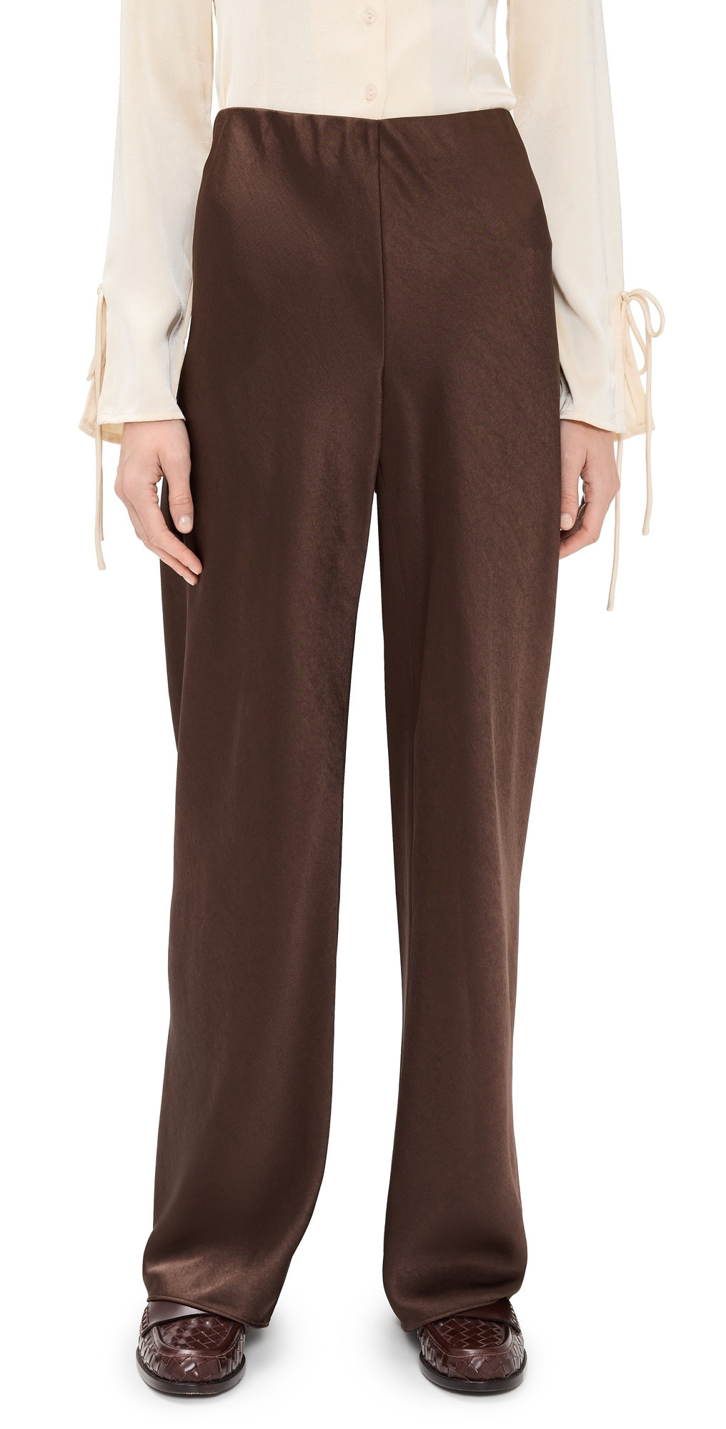 Vince High Waist Fluid Satin Bias Pants Espresso XXS | Shopbop