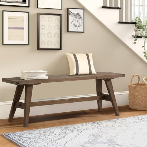 Amazon.com - Wnutrees 47" Farmhouse Wood Bench, Dining Room Bench, Entryway Bench for Living Dini... | Amazon (US)