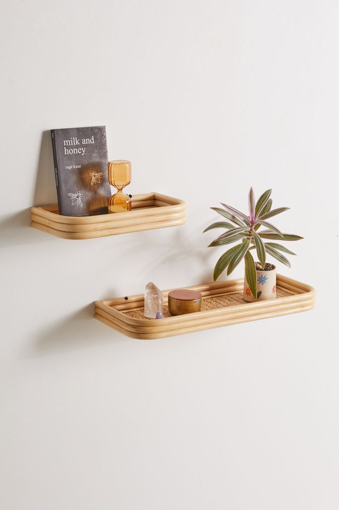 Ria Rattan Floating Wall Shelf | Urban Outfitters (US and RoW)