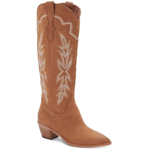 Dolce Vita Womens Shiren Leather Tall Cowboy, Western Boots Tan 8.5 Medium (B,M) | Amazon (US)