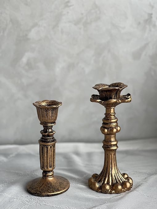 Kolnlala French Nostalgic Floral Resin Candle Holder Antique Bronze/Furniture Decoration/Retro Or... | Amazon (US)
