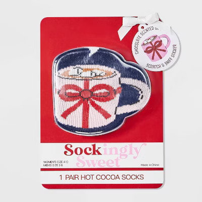 Women's Hot Chocolate Christmas Crew Socks - Navy/Red 4-10 | Target