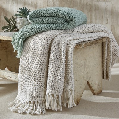 Split P Open Knit Throw - Natural | Target