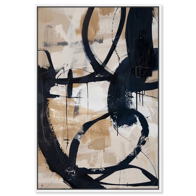 Art Remedy Flowing II Abstract Shapes Wall Art, 36" x 54", White Frame | Target