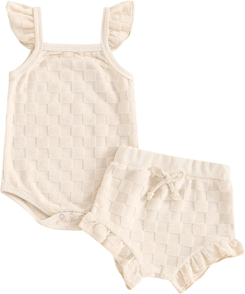 Kuriozud Baby Girl Summer Clothes Sleeveless Tank Top Shorts Set Cute Toddler Girl Outfit Aged 3 ... | Amazon (US)