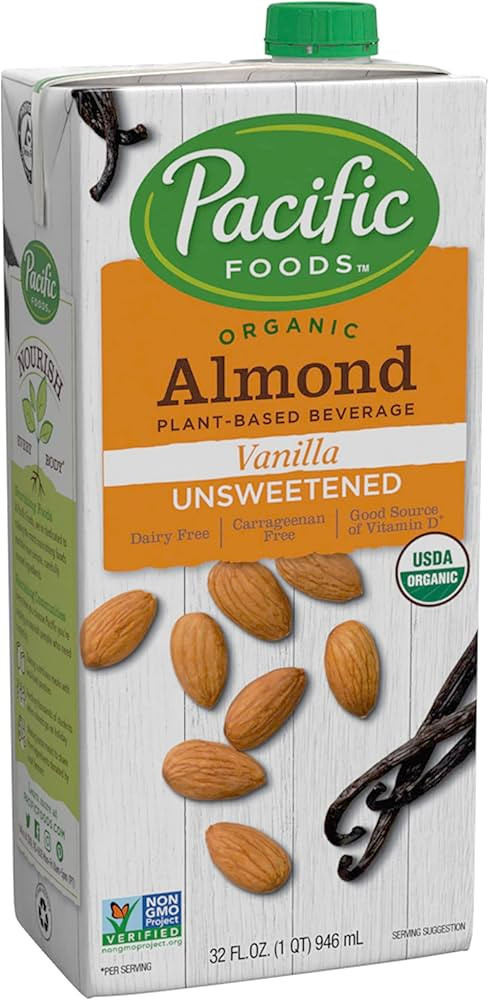 Pacific Foods Organic Unsweetened Almond Vanilla Plant-Based Beverage, 32oz | Amazon (US)