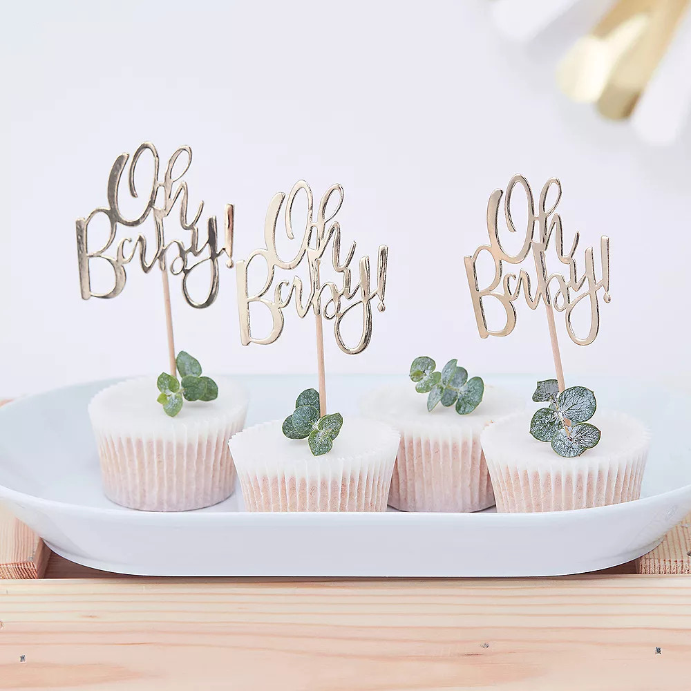 Ginger Ray Metallic Oh Baby Party Picks 12ct | Party City