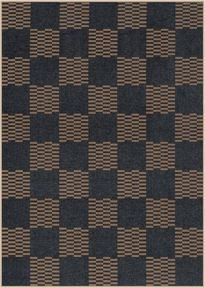 Lahome Checkered Easy Jute 5x7 Rug, Black Dining Room Rug Washable Rugs for Living Room Bedroom A... | Amazon (US)