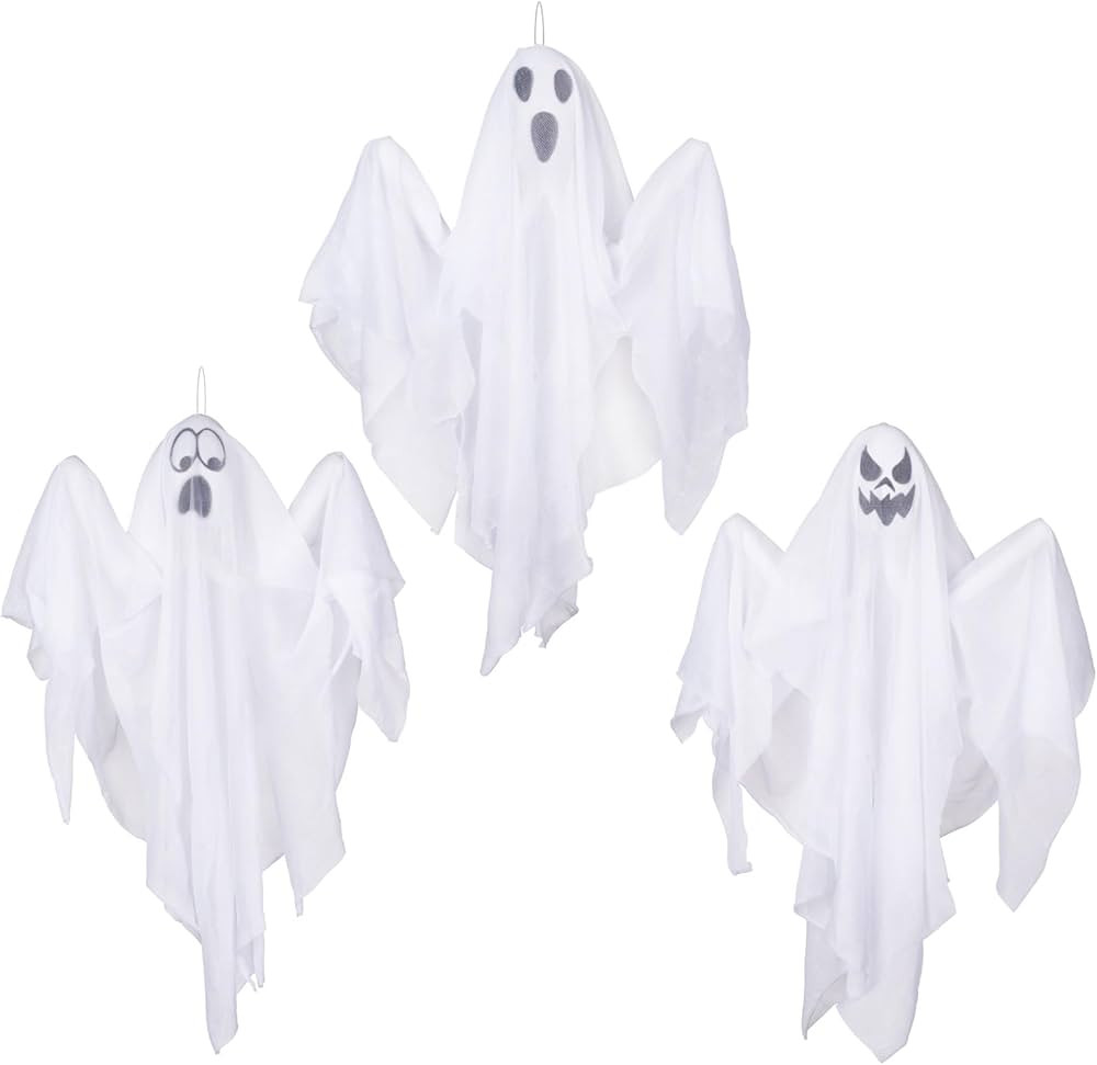 DECORLIFE Hanging Ghosts Halloween Decor, 3 Pack Halloween Decorations Outdoor/Indoor, Cute Flyin... | Amazon (US)