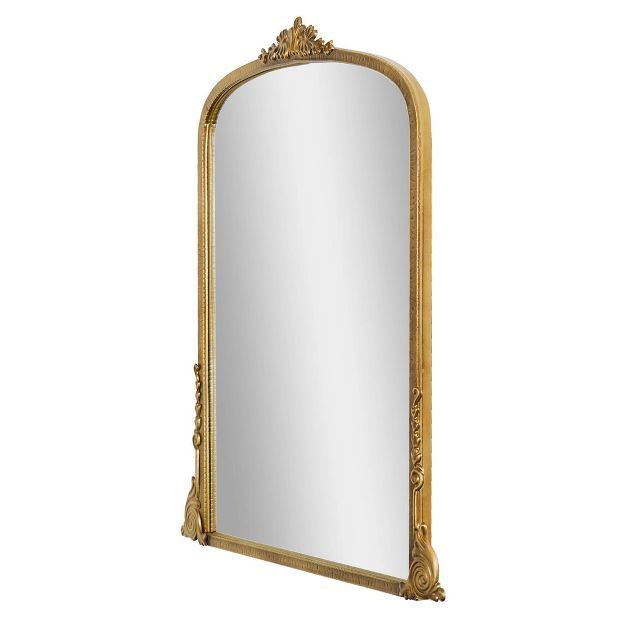23" x 29.5" Arch Ornate Metal Accent Wall Mirror Antique Gold - Head West | Target
