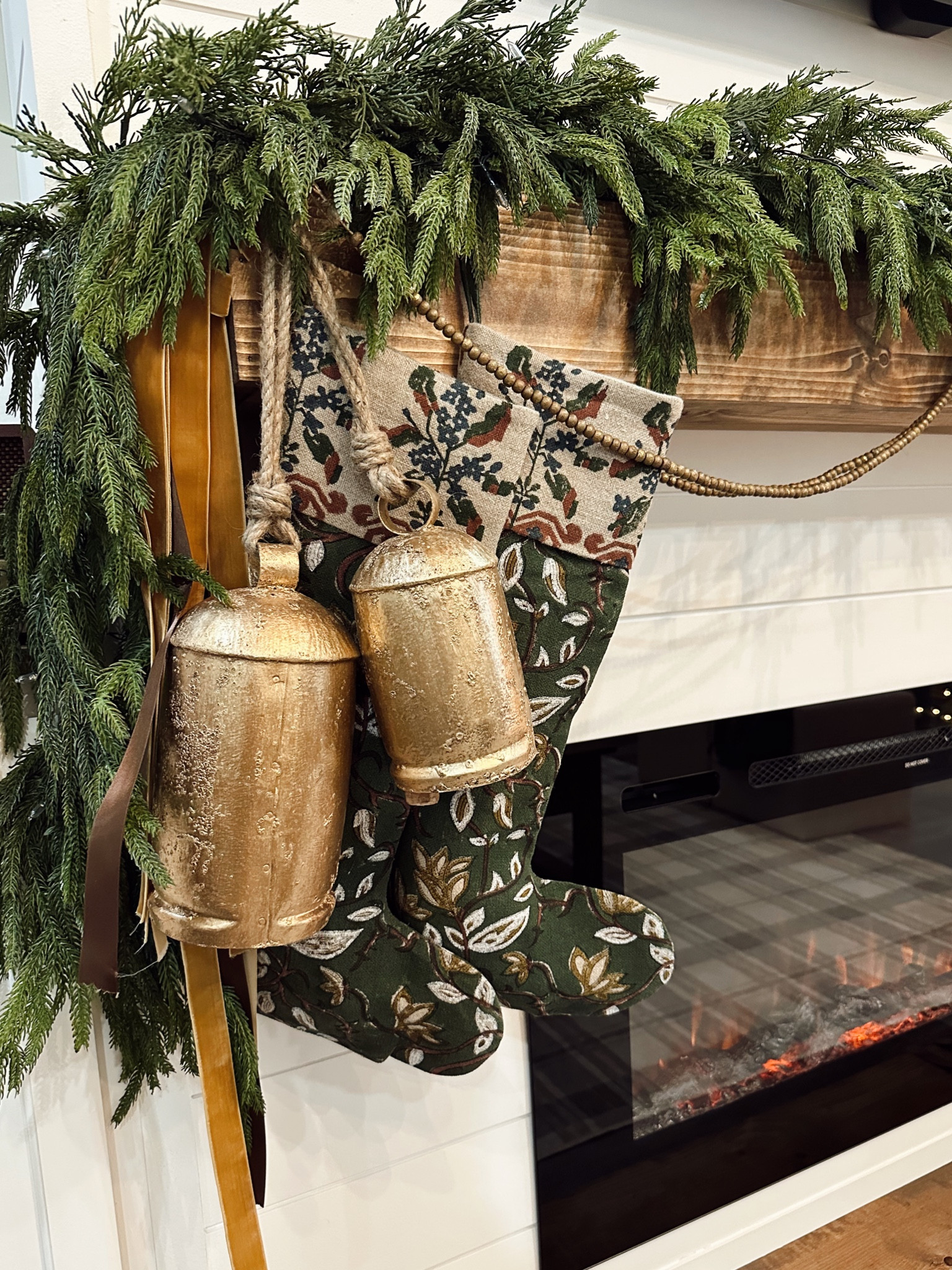 fireplace mantel decor 🎄 #mcgee #magnolia #kirklands #fireplace #stocking #garland #lights #holiday #christmas #ltkholiday #ltkchristmas 

#LTKHoliday #LTKhome #LTKSeasonal