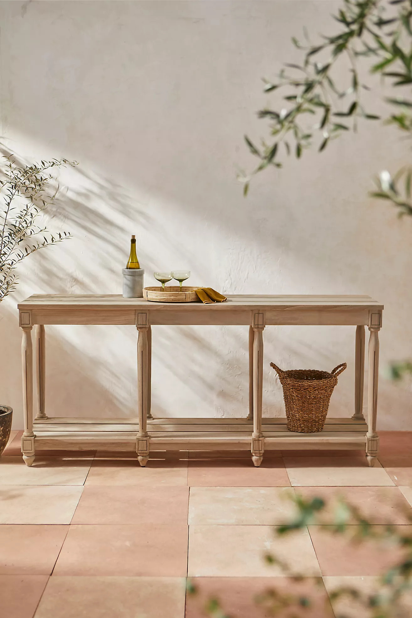 Turned Leg Teak Console | Anthropologie (US)