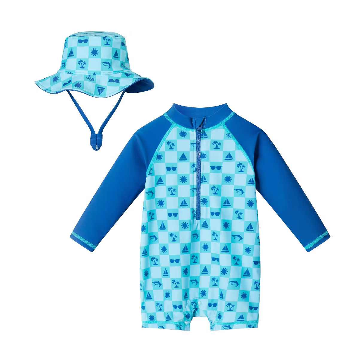 Andy & Evan  Infant  Beach Theme Swim Romper w/Hat | Target