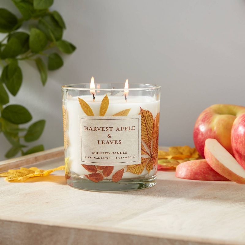 Harvest Apple & Leaves Botanical Glass Candle Mustard Yellow - Threshold™ | Target