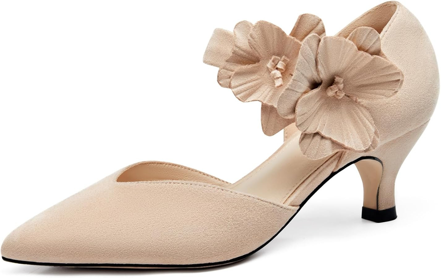 Coutgo Womens Low Kitten Heels Dressy Shoes Comfortable Closed Toe Flower Slip on Formal Party Da... | Amazon (US)