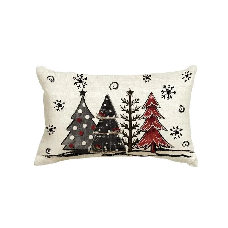 Artoid Mode Watercolor Tree Christmas Pillow Cover 12 x 20 Off White Rectangle Seasonal Decorativ... | Walmart (US)
