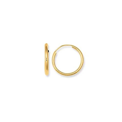 10K Yellow Gold Shiny Small Endless Round Tube Hoop Earrings - 1x15mm | Walmart (US)