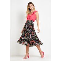 Black Floral Pleated Skirt | Debenhams UK