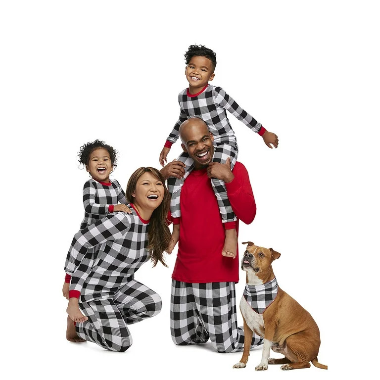 Jolly Jammies Black and White Buffalo Check Matching Family Christmas Pajama Set - Walmart.com | Walmart (US)