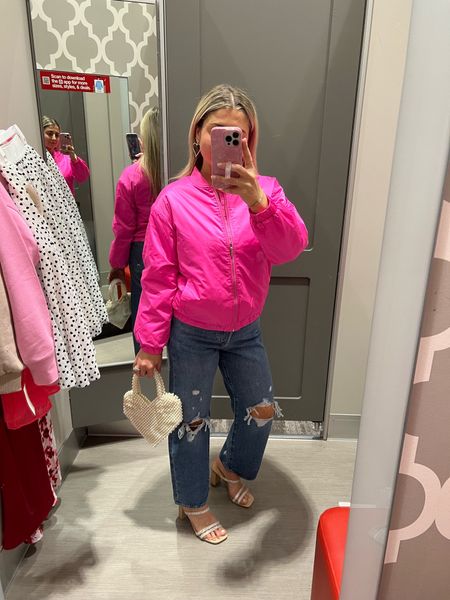 Target haul!
Pink bomber jacket xs
Levi jeans went up a size 
Heels tts
Pink outfit 

#LTKfindsunder100 #LTKitbag #LTKshoecrush