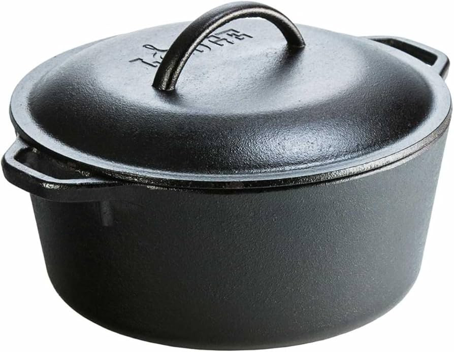 Lodge L8DOL3 Cast Iron Dutch Oven with Dual Handles, Pre-Seasoned, 5-Quart | Amazon (US)