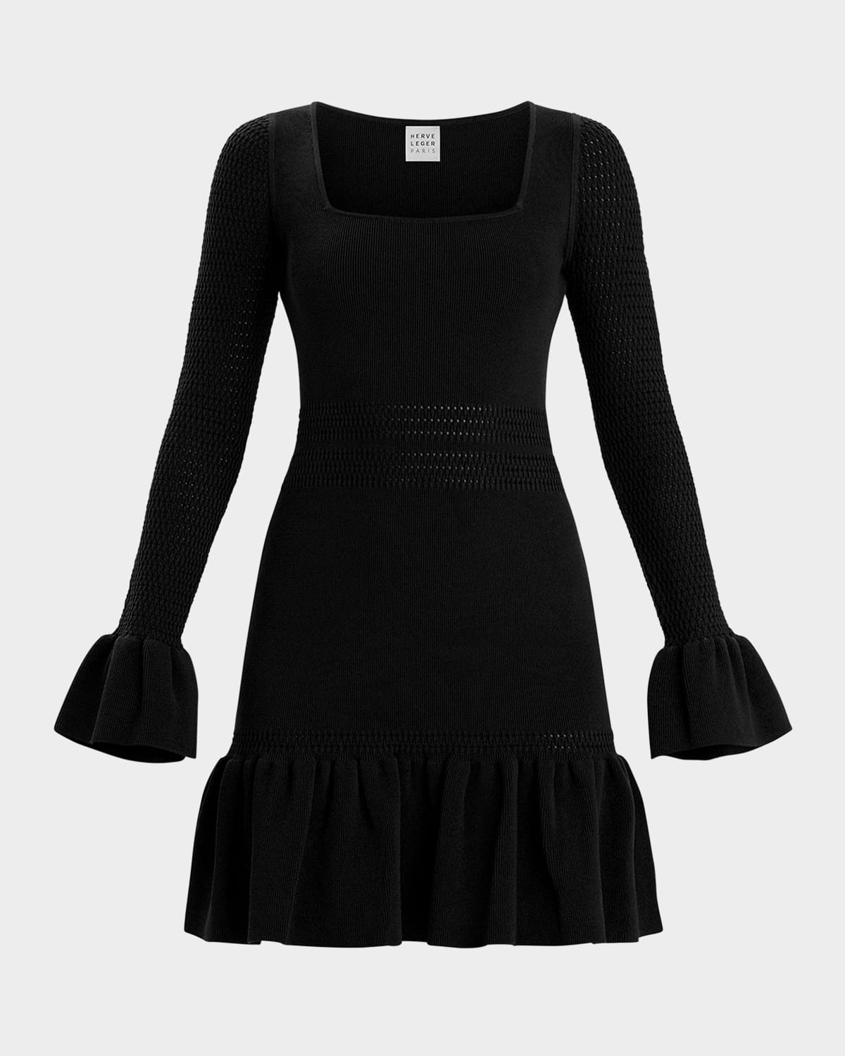 Colette Ruffle Long-Sleeve Mini Dress | Neiman Marcus