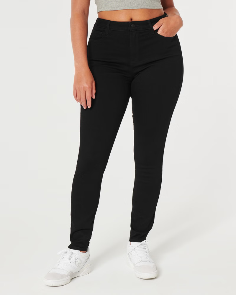 Women's Curvy High-Rise Black Super Skinny Jeans | Women's Bottoms | HollisterCo.com | Hollister (US)