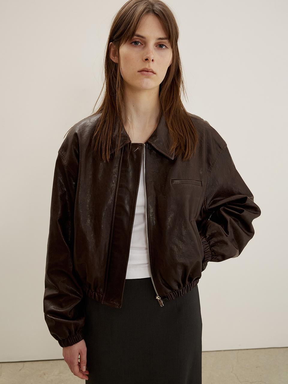 Blouson Jacket In Soft Lambskin, Red Brown | W Concept (US)
