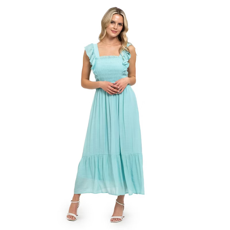 August Sky Women's Smocked Bodice Midi Dress | Target