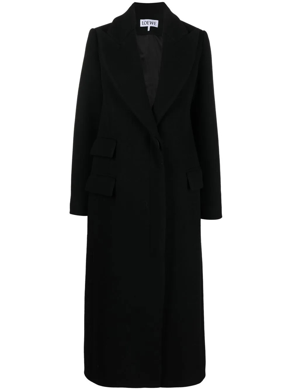 LOEWE single-breasted wool coat - Black | Farfetch Global