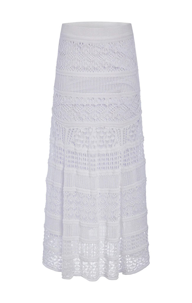 Lace-Look Pull-On Knit Maxi Skirt | Etcetera