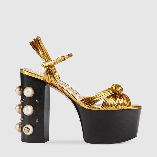 Metallic leather platform sandal | Gucci (US)