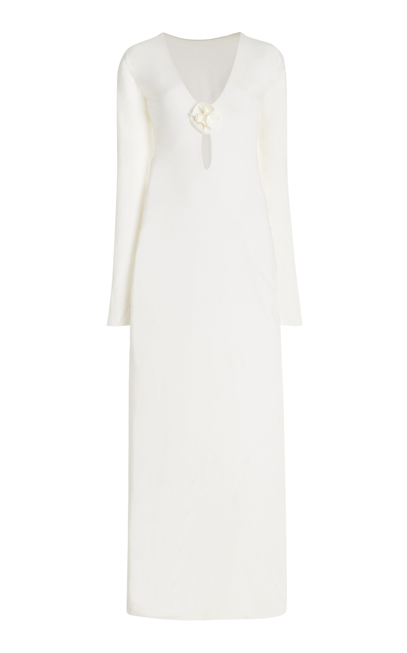 Maygel Coronel - Lucir Rosette-Detailed Jersey Maxi Dress - White - OS - Moda Operandi | Moda Operandi (Global)