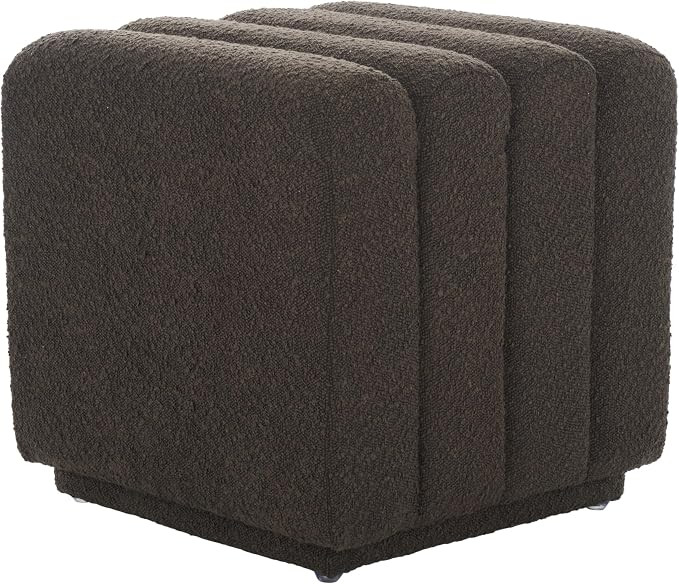 SAFAVIEH Home Collection Joseph Brown Boucle Channel Tufted Square Ottoman Seat Foot Rest (Fully ... | Amazon (US)