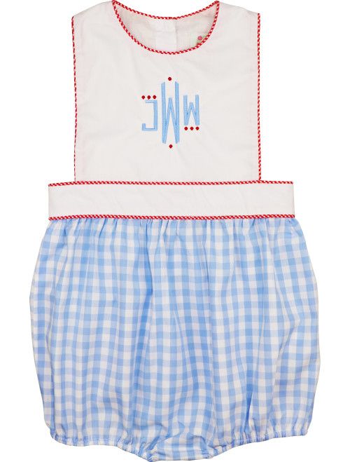 Blue Check Red Gingham Trim Bubble | Cecil and Lou