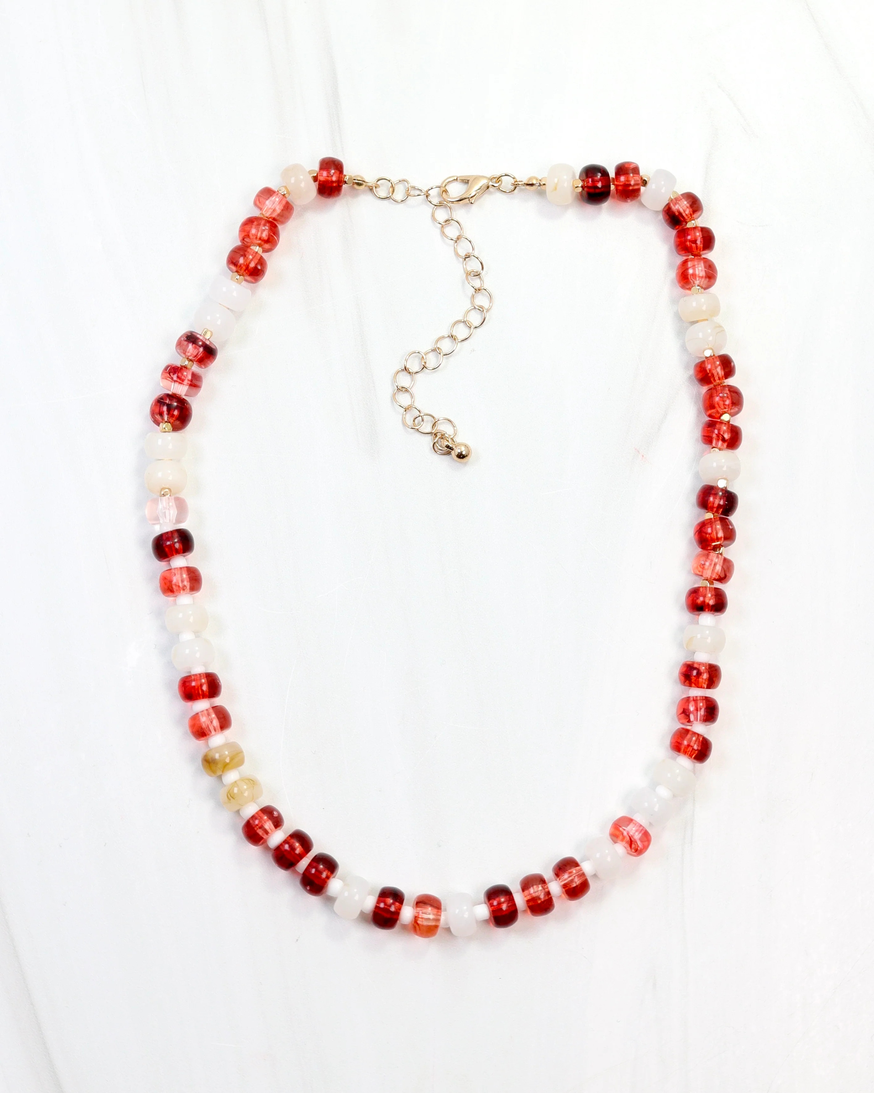 Ellison Stone Necklace Red White | Caroline Hill