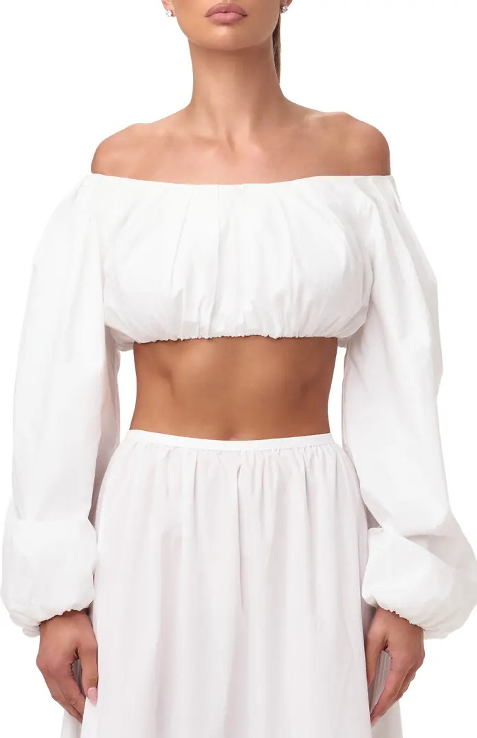 Naked Wardrobe Shirting Off the Shoulder Crop Top | Nordstrom | Nordstrom